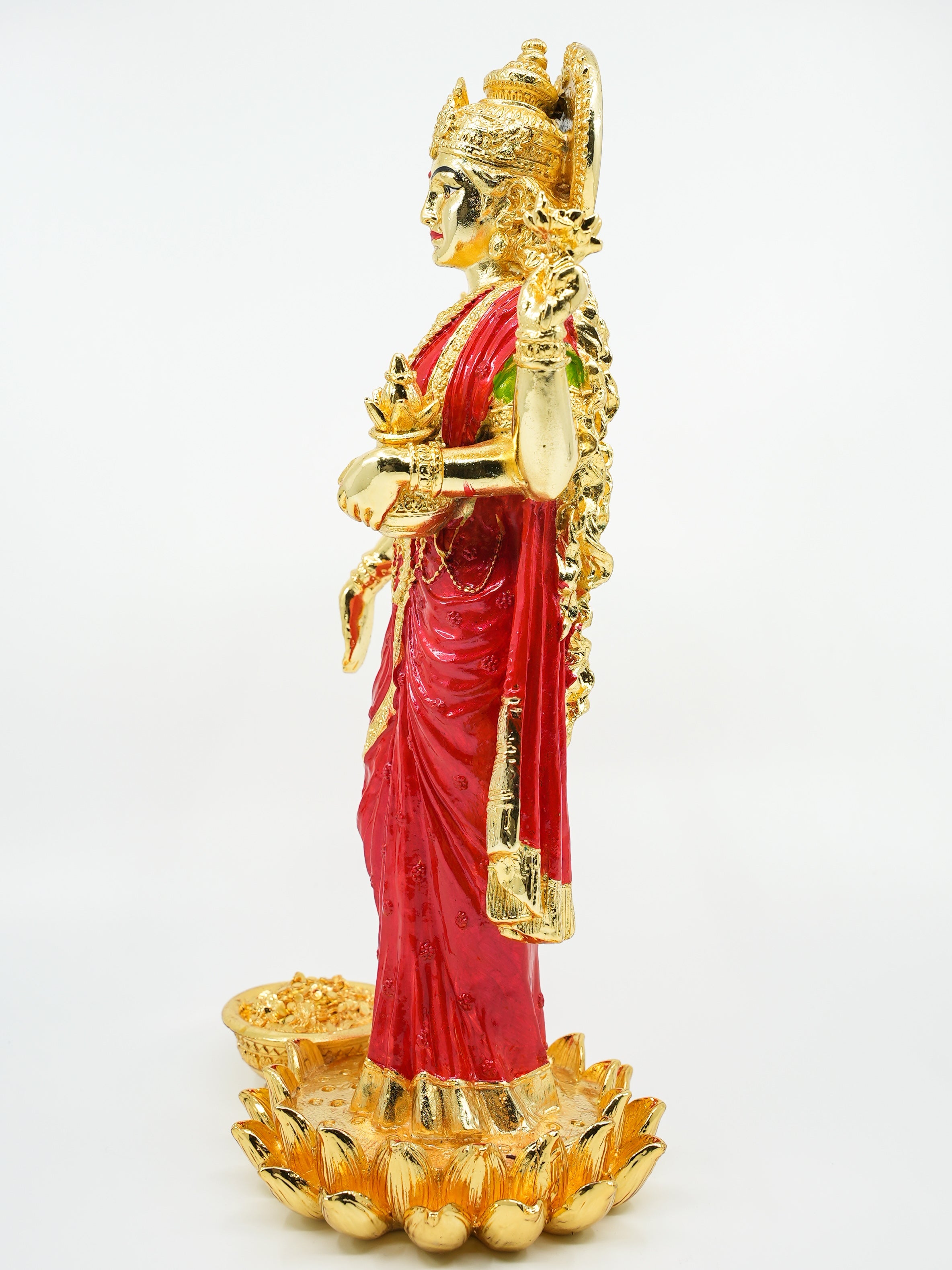 Dhanwantari Laxmi Gold Platedstanding Marble idol 24cm Height 10188N