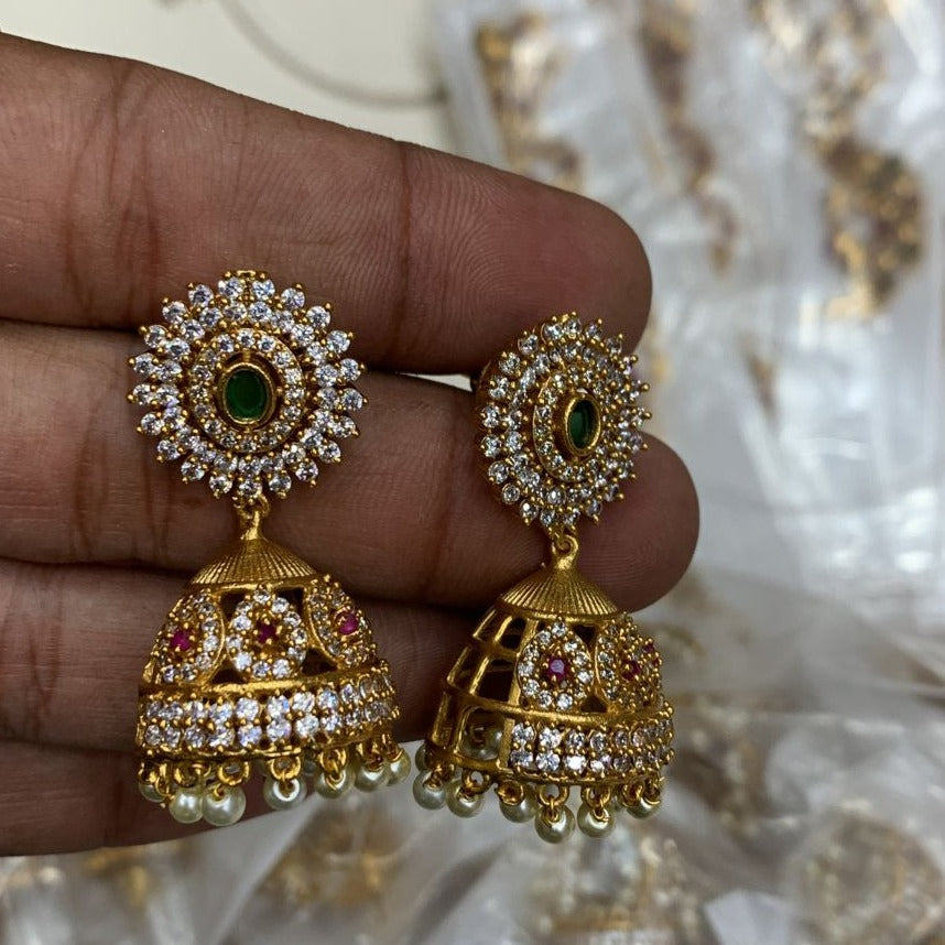 Exclusive Kemp studded Gold Plated Jhumki / Earrings 9421N