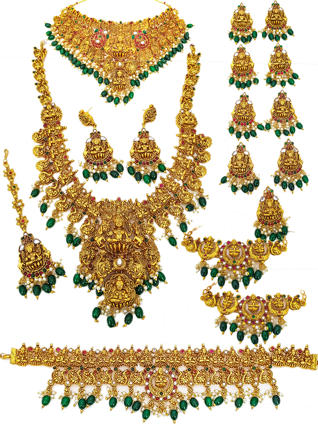 Exclusive Premium Gold finish necklace Combo set Bridal set 1st quality only 8482N