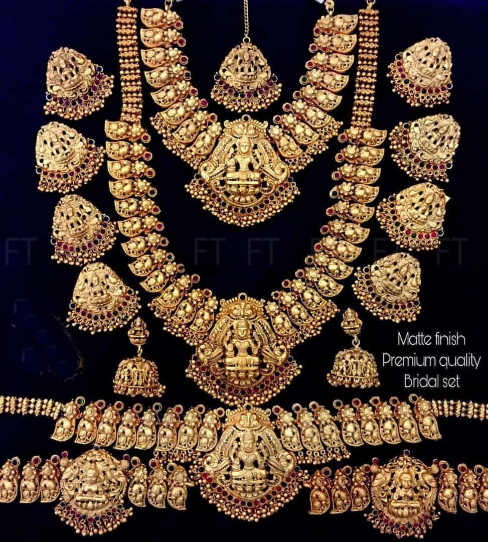 Exclusive Premium Gold finish necklace Combo set Bridal set 8547N-Necklace Set-Kanakam-Griiham