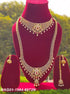 Exclusive Sayara AD Collection High Quality Multi Colour AD Bridal Wear Necklace Set Combo (Long+short) with Maang Tikka NAG01-1984-6072N