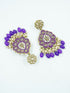 Faint gold finish Earring/jhumka/Dangler with Blue color Drops 11805N