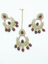 Faint gold finish Earring/jhumka/Dangler with Mang Tikka with Black Color Drops 11777N