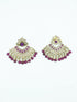 Faint gold finish Earring/jhumka/Dangler with Mang Tikka with Maroon Color Drops 11774N