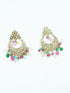 Faint gold finish Earring/jhumka/Dangler with Mang Tikka with Multi Color Drops 11770N