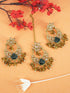 Faint gold finish Earring/jhumka/Dangler with Mang Tikka with Multi Color Stones 11761N