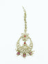 Faint gold finish Earring/jhumka/Dangler with Mang Tikka with Multi color Drops 11814N