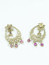 Faint gold finish Earring/jhumka/Dangler with Mang Tikka with Multi color Drops 11815N