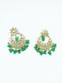 Faint gold finish Earring/jhumka/Dangler with Mang Tikka with Shamrock Green Color Stones 11751N