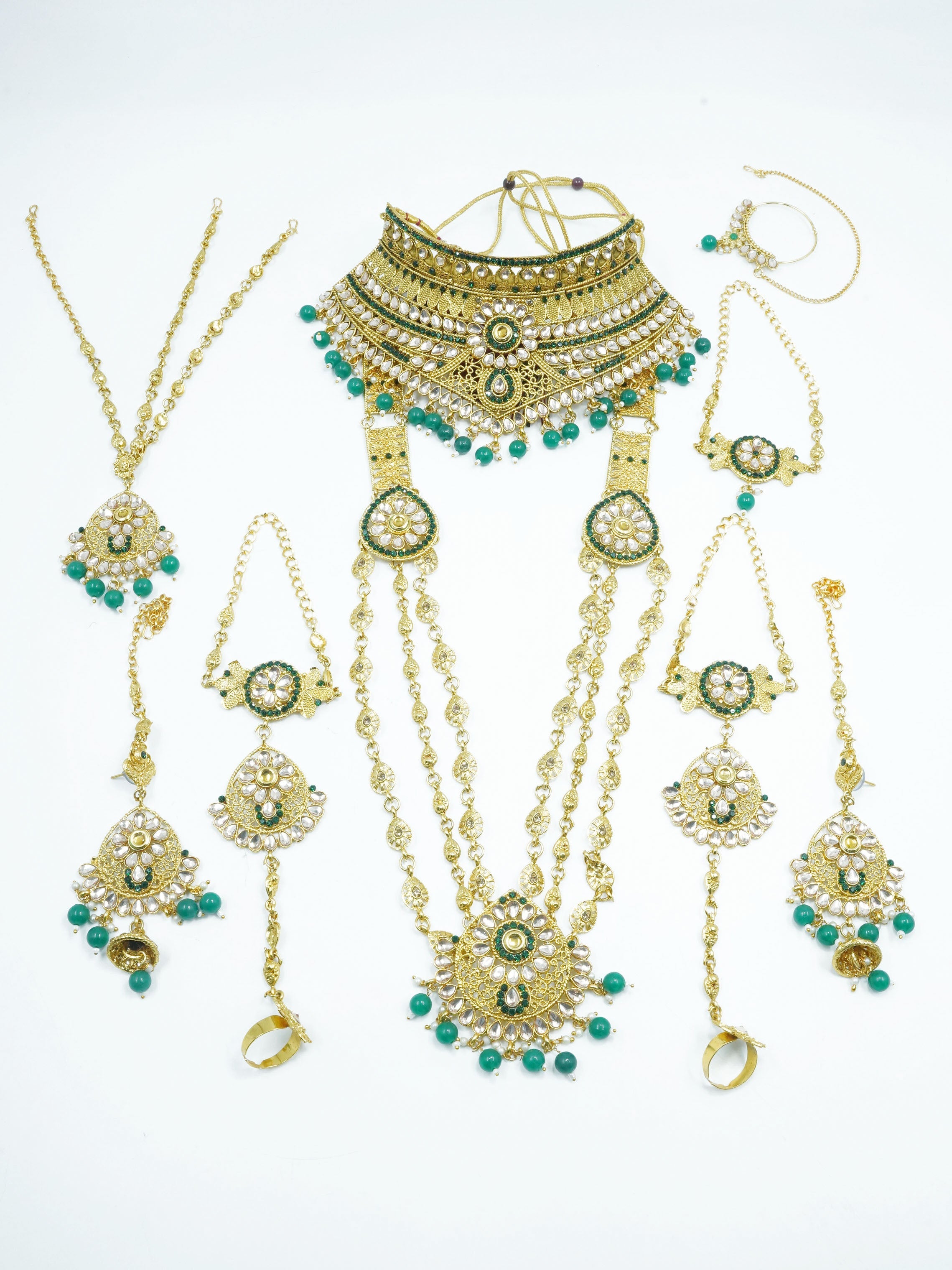 Fancy Dulhan set Gold Polish Bridal jewelry Set combo 11190N