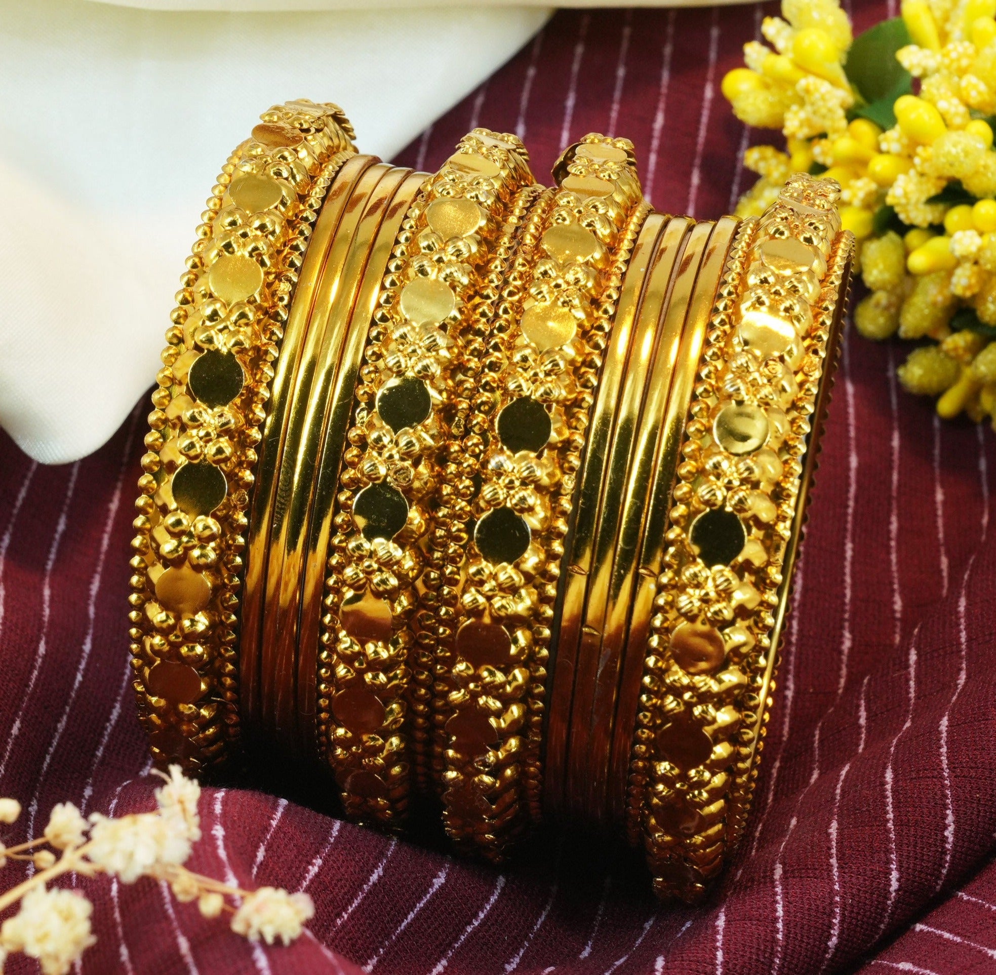 Fancy Mehendi Gold Plated Bangles Set of 12 bangles 11479K
