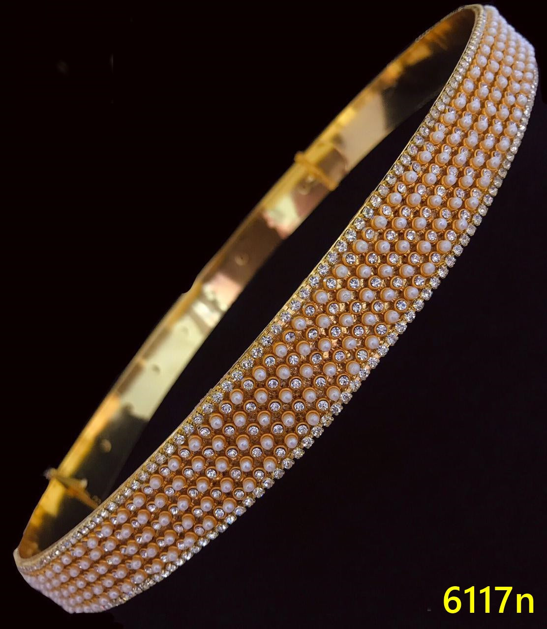 Fancy Pearl and stone fixed Gold finish Free Size Vodiannam/Waist belt/Kamar bandh 6117n