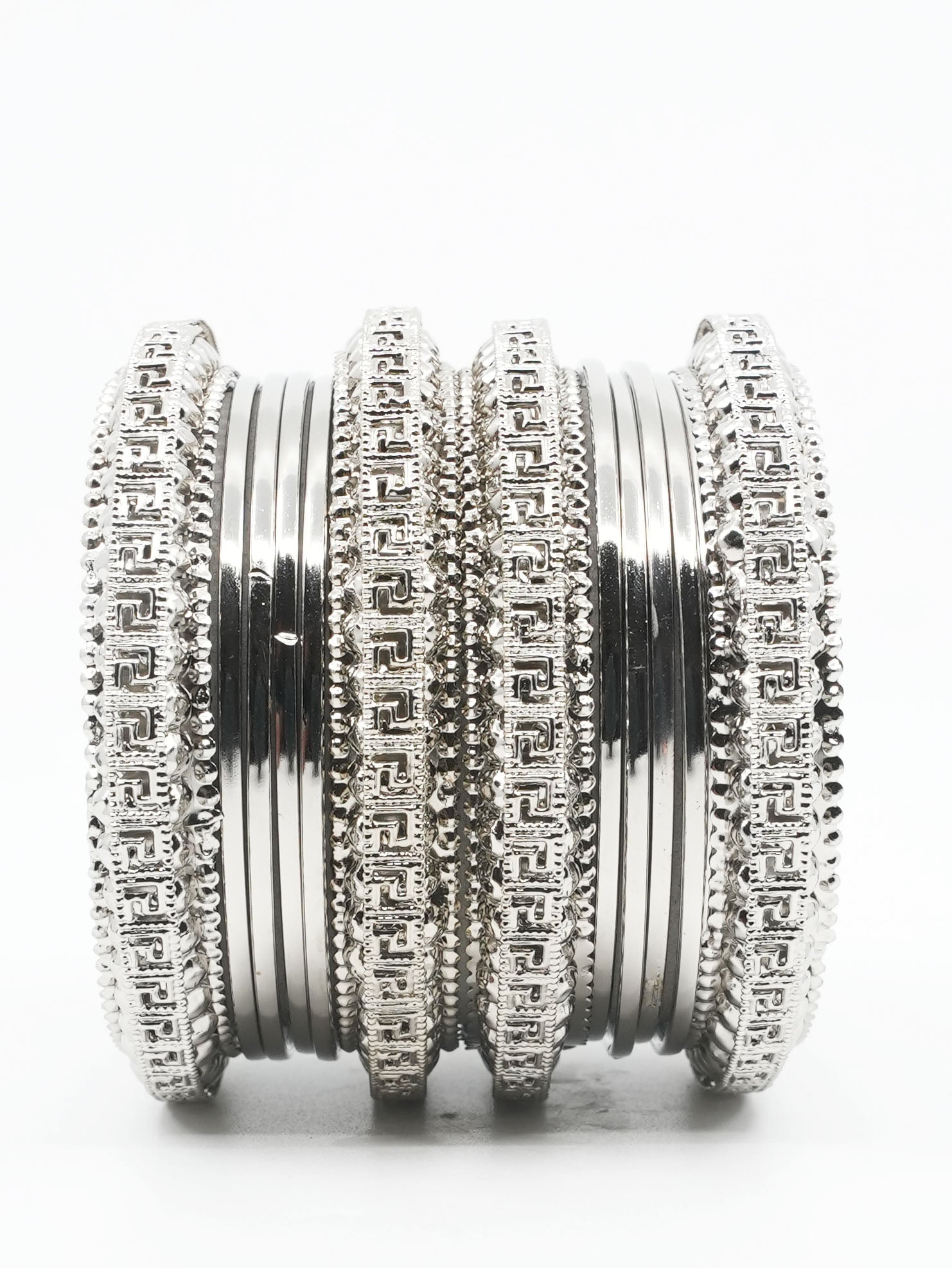 Fancy Silver Plated Bangles Set of 12 bangles 11422K