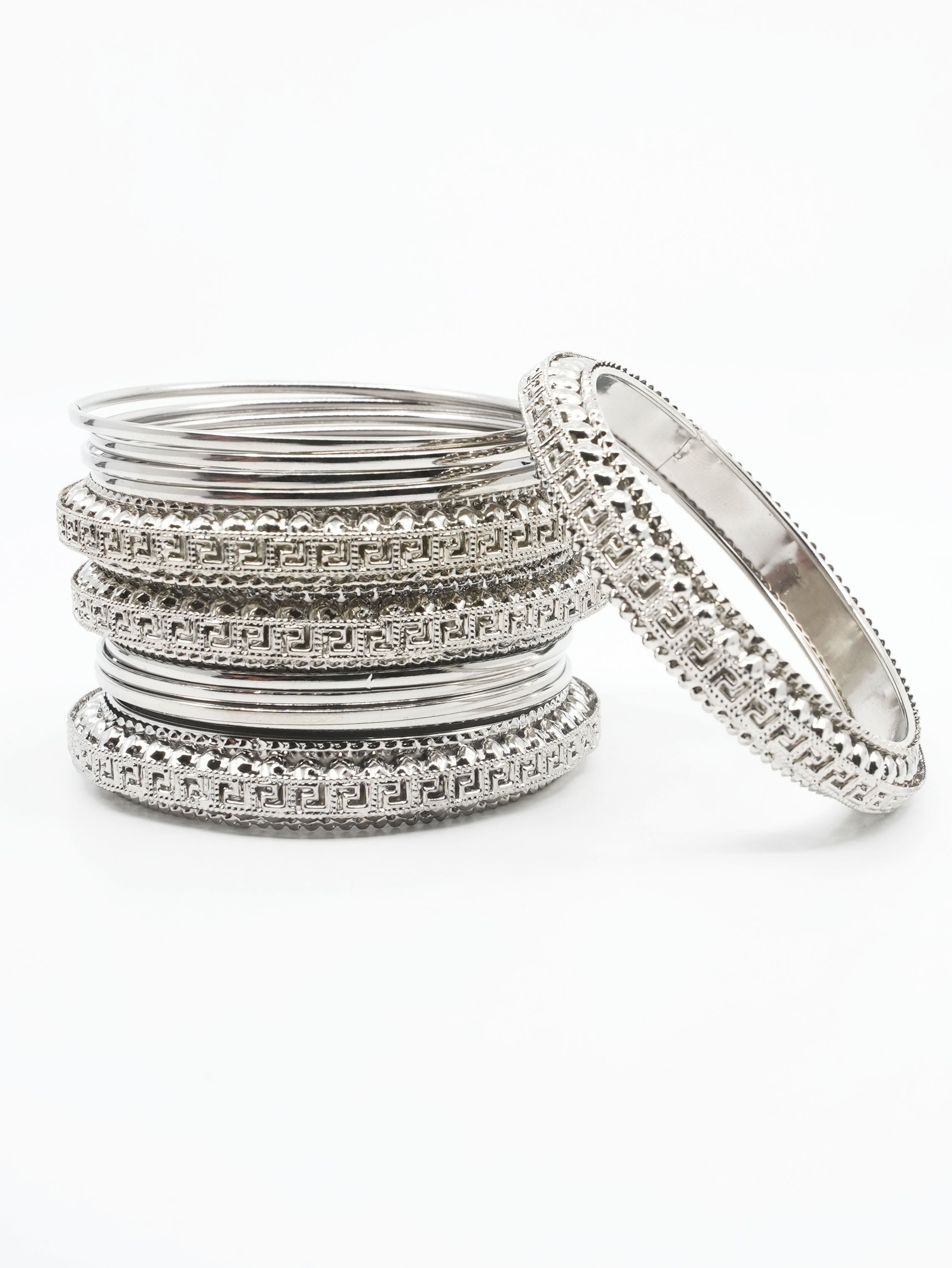 Fancy Silver Plated Bangles Set of 12 bangles 11422K