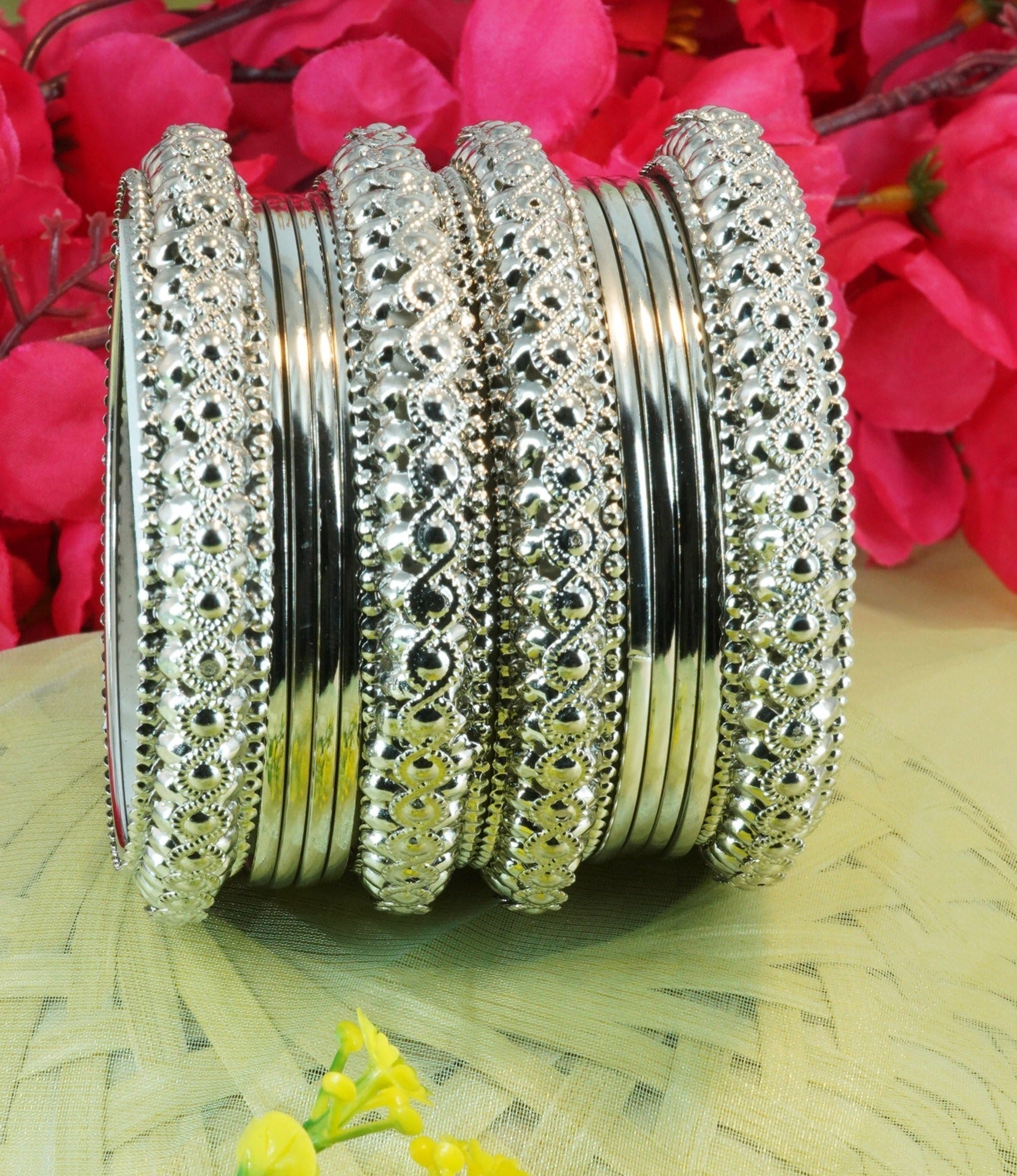 Fancy Silver Plated Bangles Set of 12 bangles 11428K