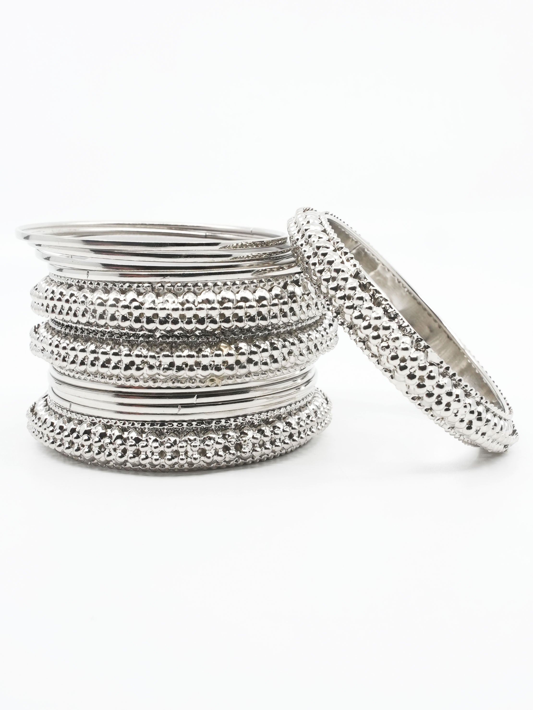 Fancy Silver Plated Bangles Set of 12 bangles 11434K