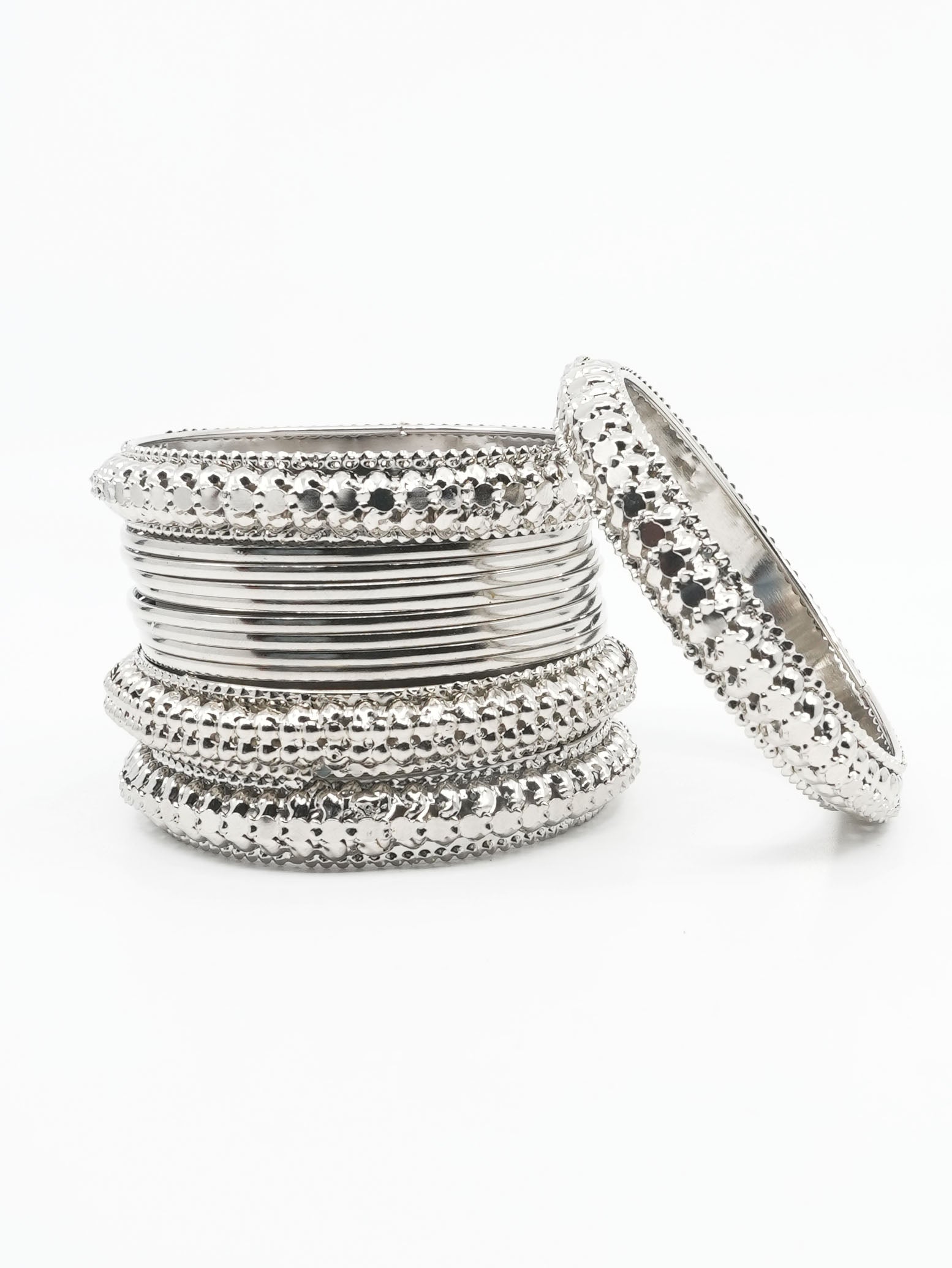 Fancy Silver Plated Bangles Set of 12 bangles 11446K