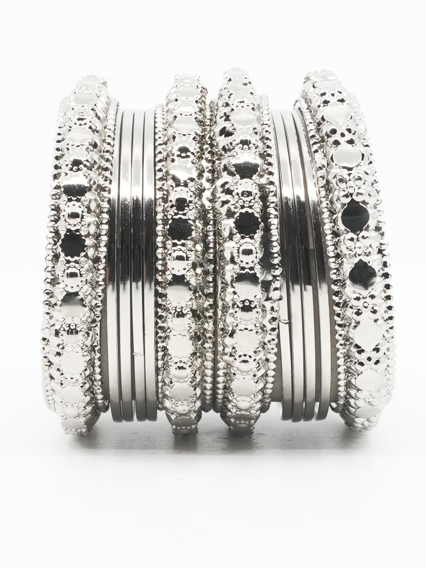 Fancy Silver Plated Bangles Set of 12 bangles 11464K