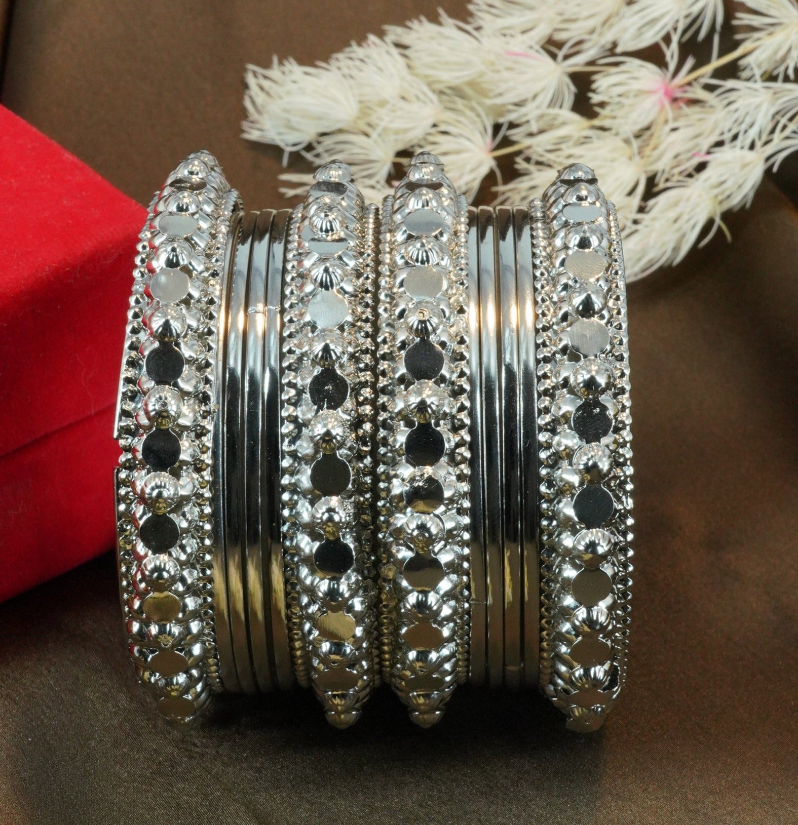 Fancy Silver Plated Bangles Set of 12 bangles 11470K