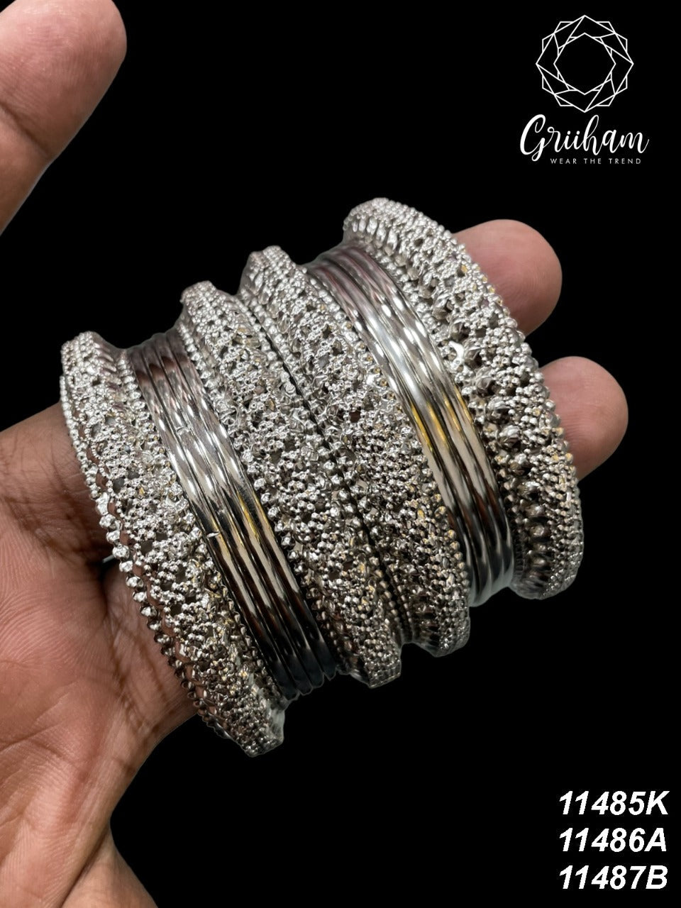 Fancy Silver Plated Bangles Set of 12 bangles 11485K