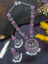 German Silver Plated oxidised Long multicolor stone Necklace set 12396N