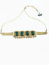 Gold Finish choker Square pattern necklace set 10569N