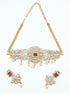 Gold Finish choker Star pattern necklace set 11131N