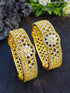 Gold Plated CZ Stone Studded Broad Floral Set of 2 bangles 10749A