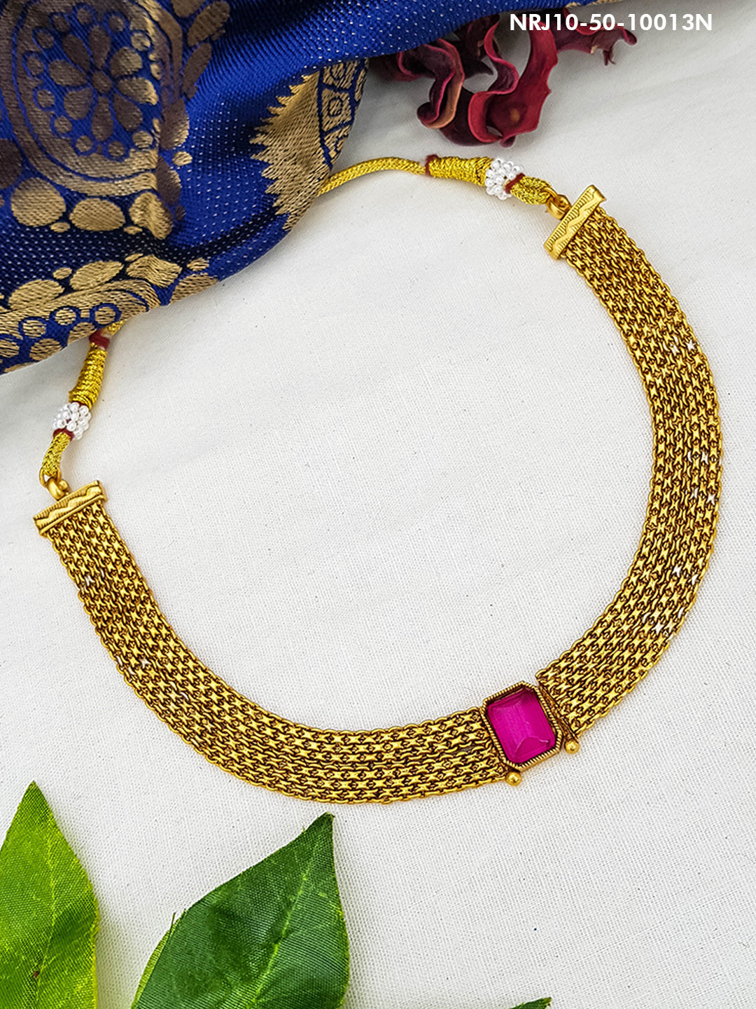 Gold Plated Chic Necklace with AD Stones 10013N