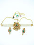 Gold Plated Choker Necklace Set with pearls and Multi colour stones 12364N