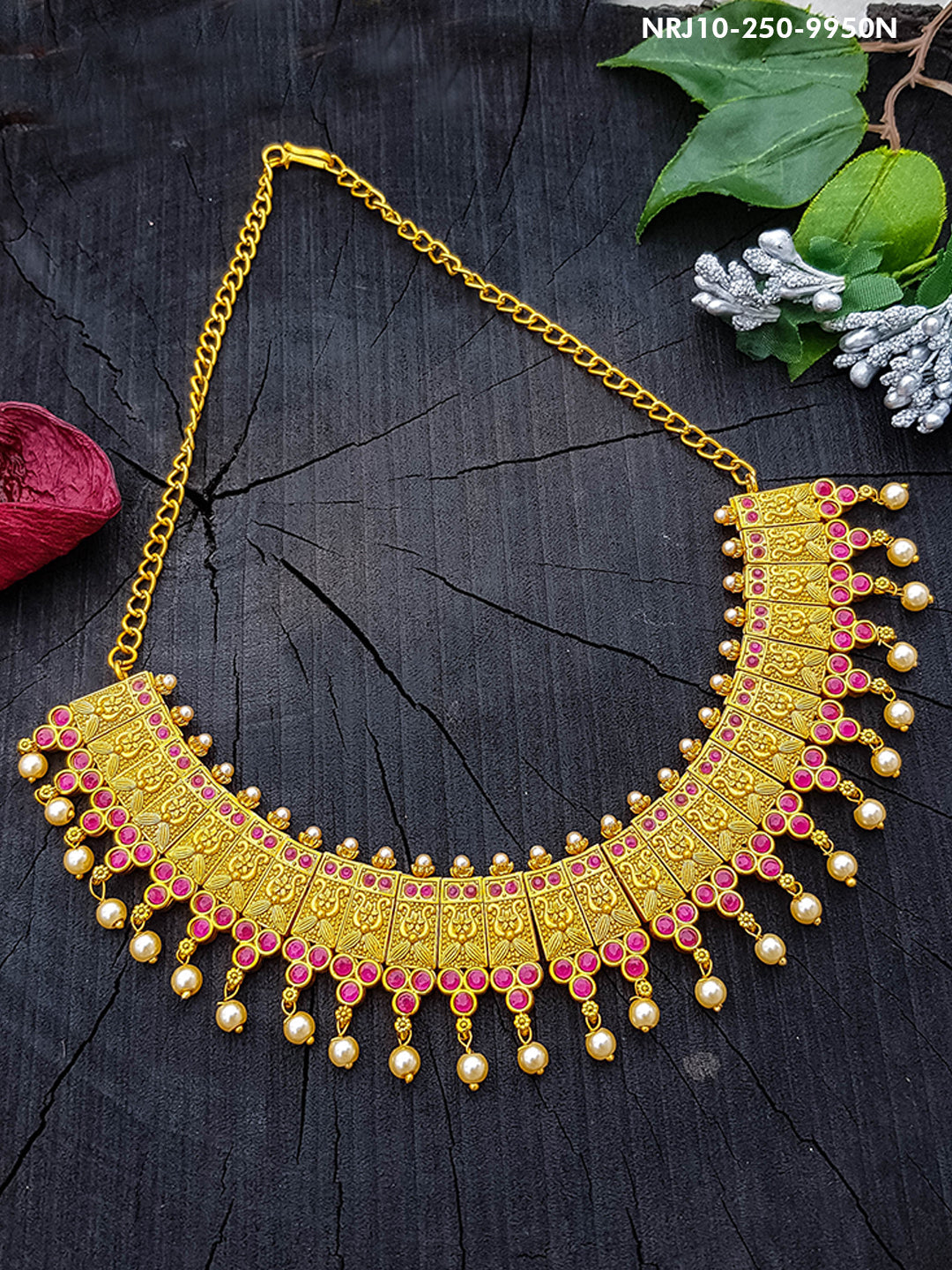 Gold Plated Choker Necklace with AD Stones (ONLY Necklace) 9950N