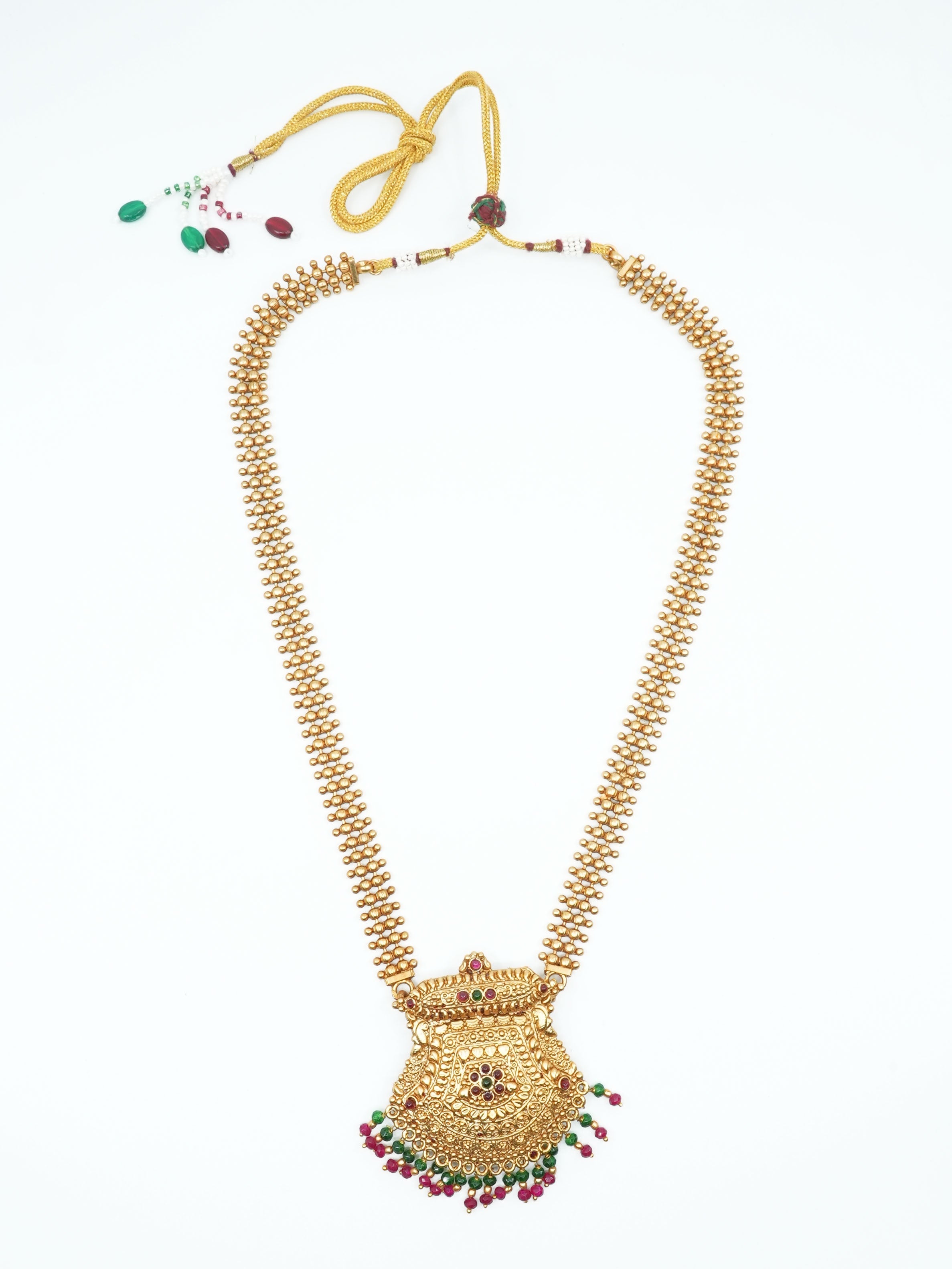 Gold Plated Classic Long Necklace Set Hara with Artificial Stones 11109N