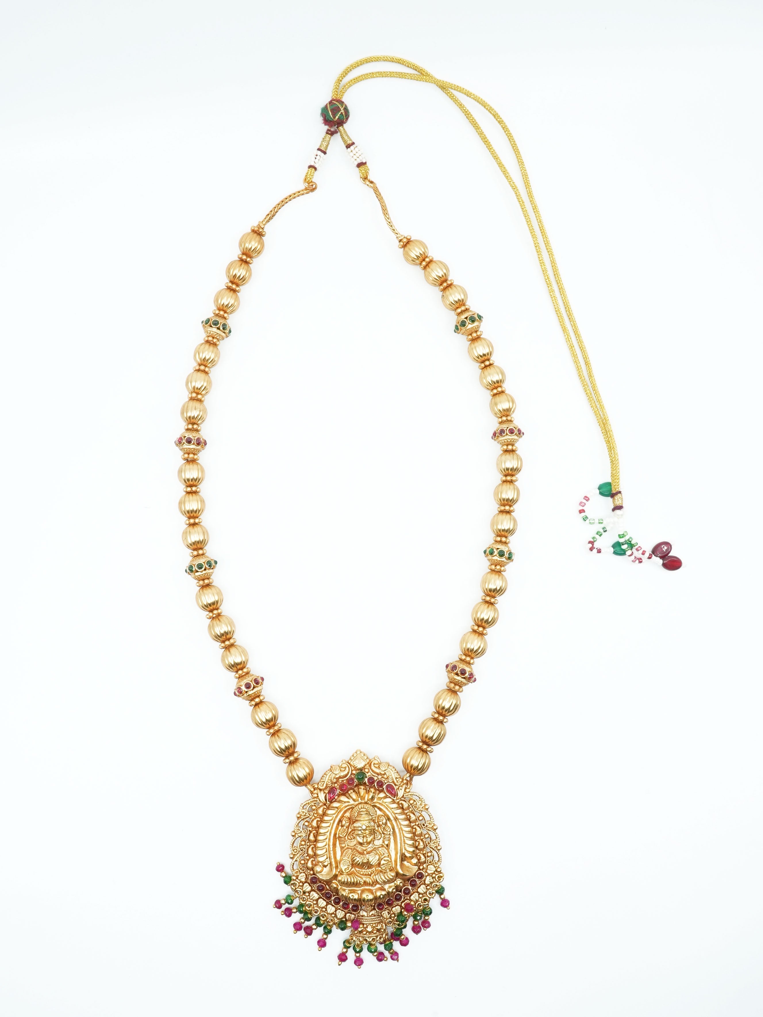 Gold Plated Classic Long Necklace Set Hara with Artificial Stones 11111N