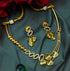 Gold Plated Cute Leaf CZ Necklace set 10372N