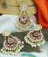 Gold Plated Designer Kundan with mirror stone studded Earring / Jhumka with Tikka 9441N