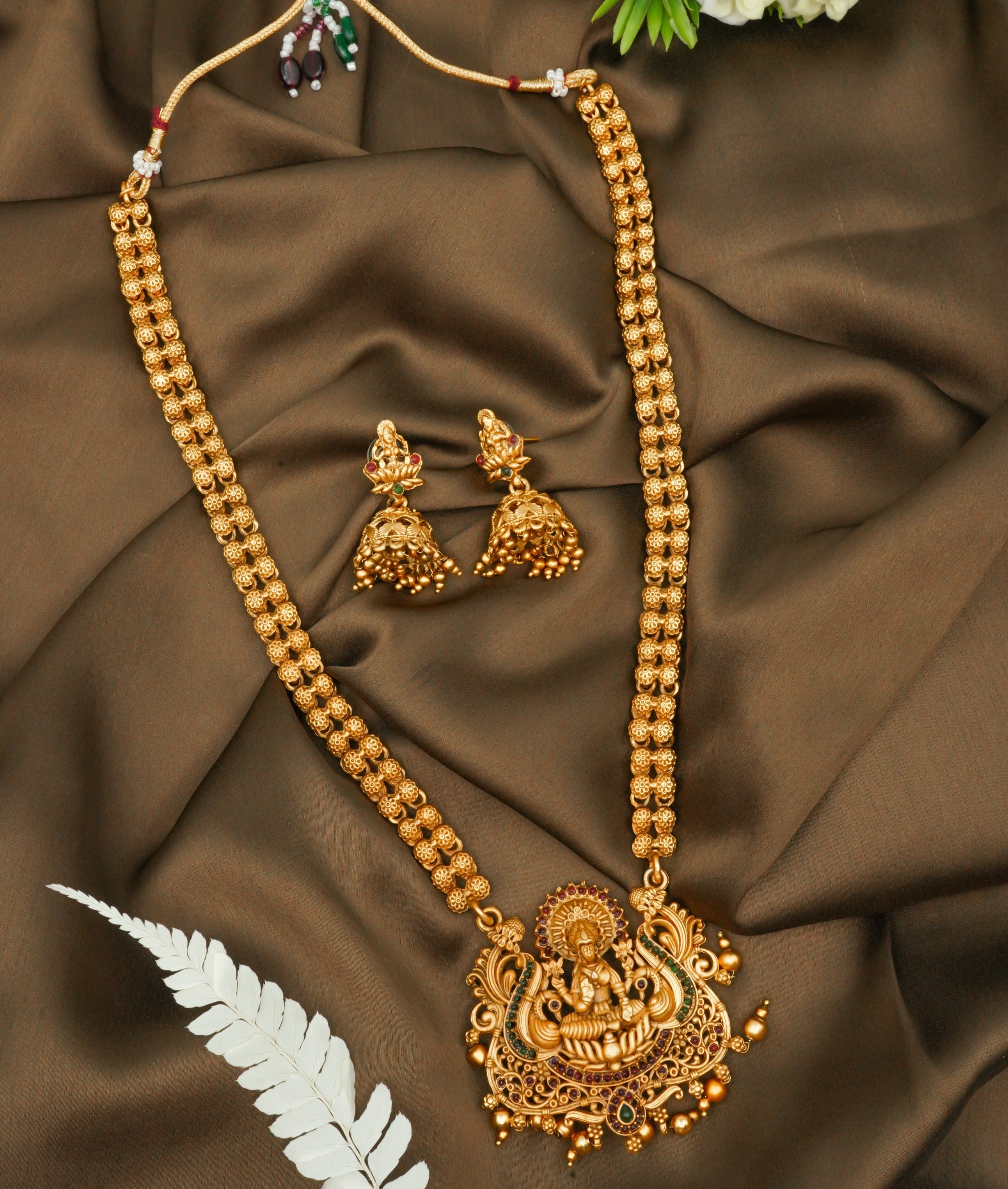 Gold Plated Designer Necklace Set with diff Colors 9479N