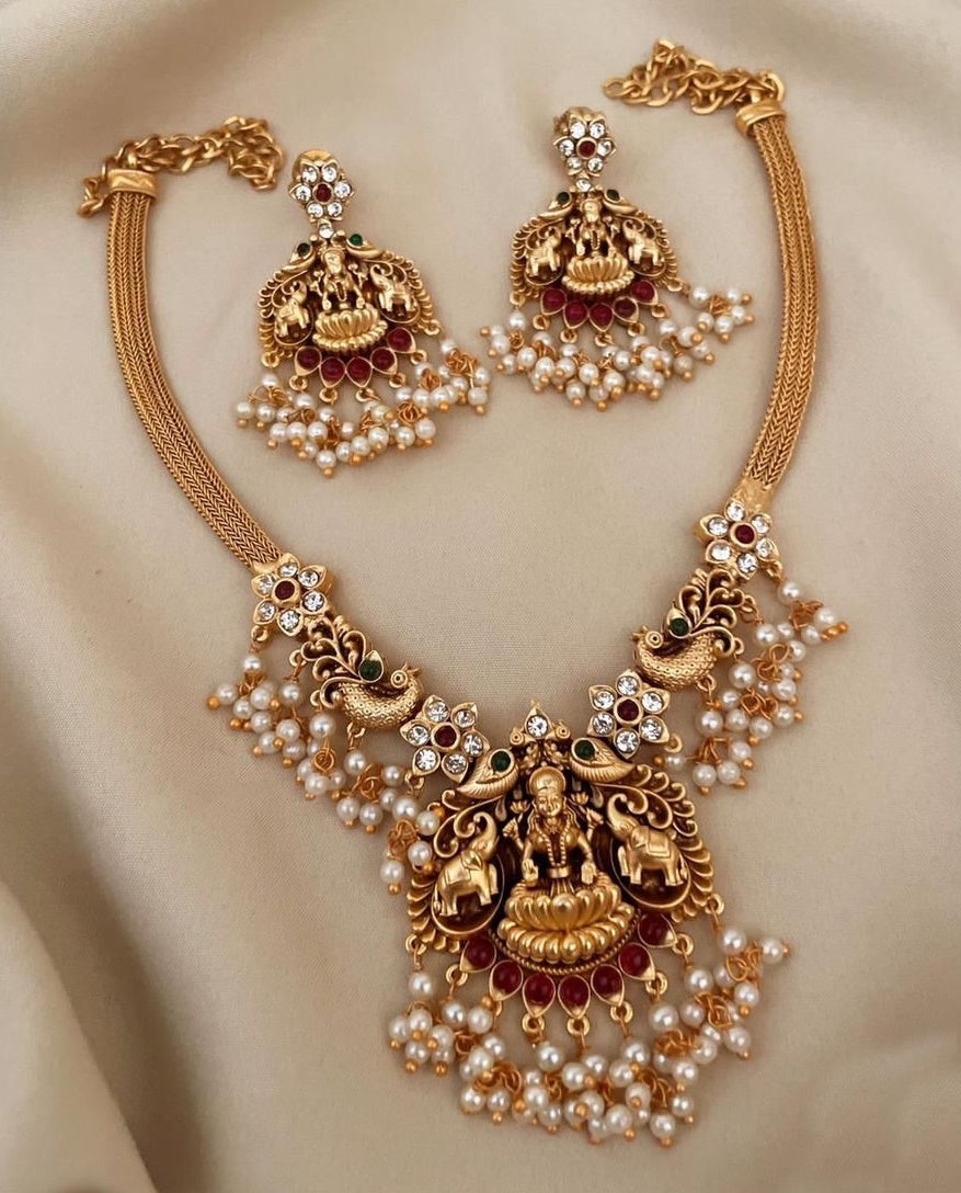 Gold Plated Designer Necklace Set with diff Colors