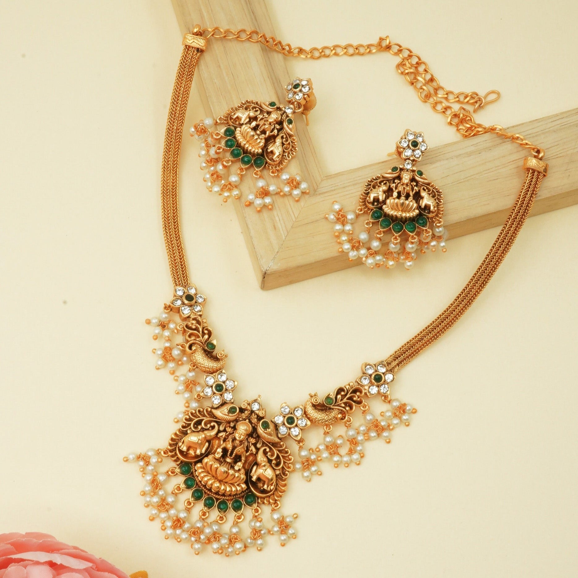 Gold Plated Designer Necklace Set with diff Colors