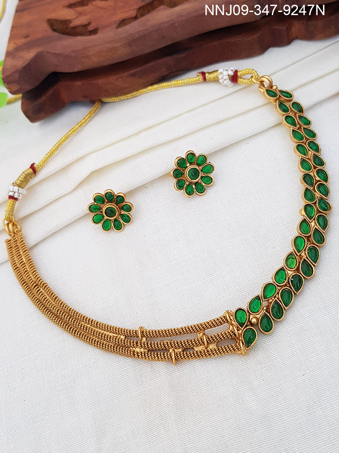 Gold Plated Designer Necklace Set with diff Colours 9246N