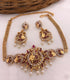 Gold Plated Elegant All occasions Beautiful short choker Set 8592N-Necklace Set-Griiham-Ruby Red-Griiham