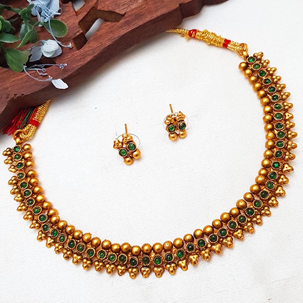 Gold Plated Elegant All occasions Necklace Set with diff Colours 7904N-Necklace Set-Griiham-Green-Griiham