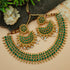 Gold Plated Elegant All occasions three line Necklace Set with diff Colours 8792N