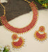 Gold Plated Elegant All occasions three line Necklace Set with diff Colours 8792N
