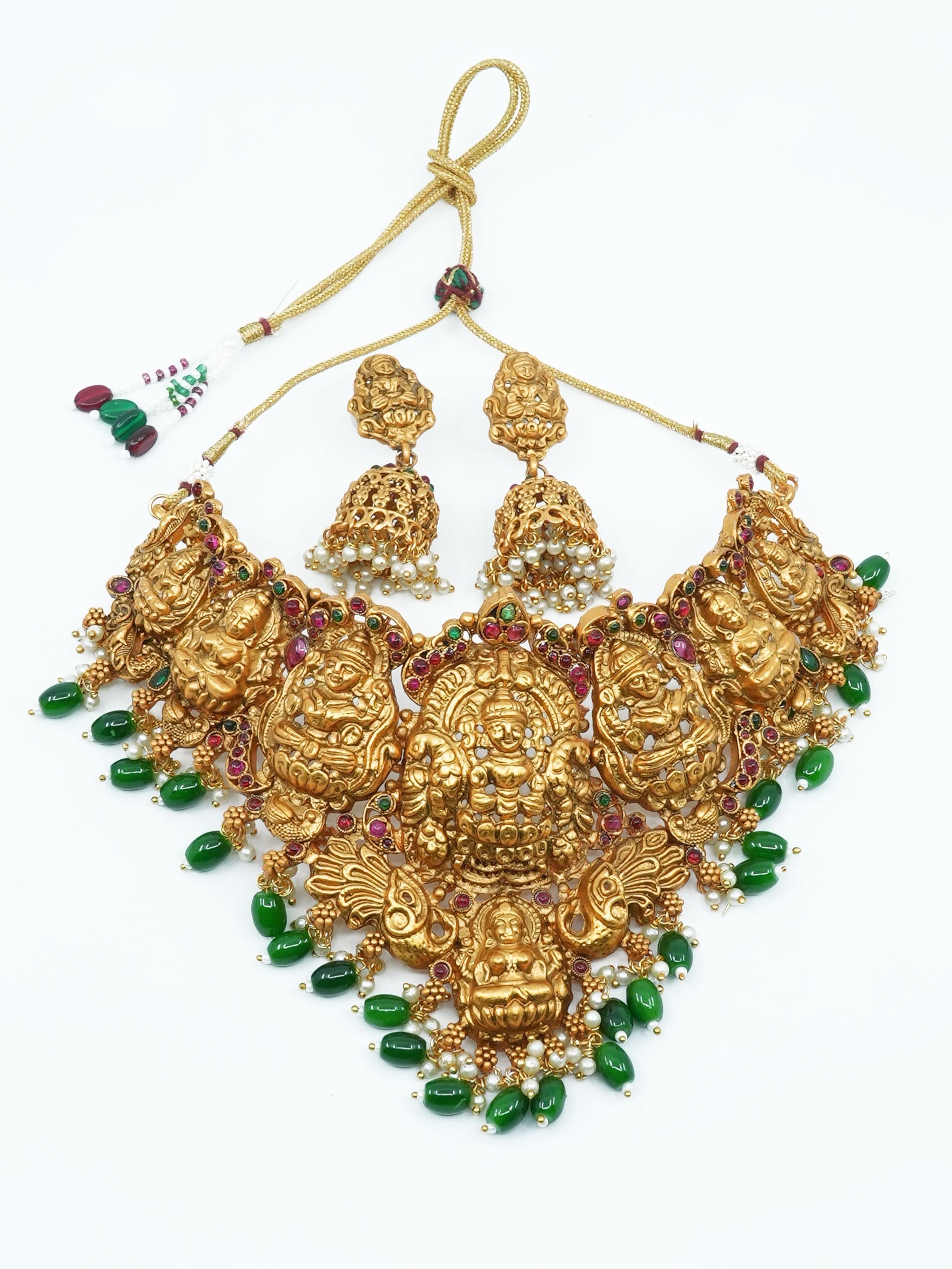 Gold Plated Elegant Necklace Set with kempu stones 11628N