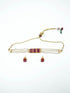 Gold Plated Elegant Short Chic Necklace set with Pearl Studded String 10468N