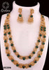 Gold Plated Exclusive Design Two Line Ranihar with diff Colours 8538N-Necklace Set-Griiham-Green-Griiham