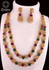Gold Plated Exclusive Design Two Line Ranihar with diff Colours 8538N-Necklace Set-Griiham-Multi-Griiham