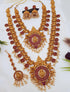 Gold Plated High quality guaranteed Necklace Set combo (Long+short) with Mang Tikka 6195N