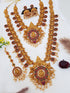 Gold Plated High quality guaranteed Necklace Set combo (Long+short) with Mang Tikka 6196N