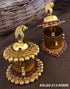Gold Plated Kumkum box with colour stones 6588N
